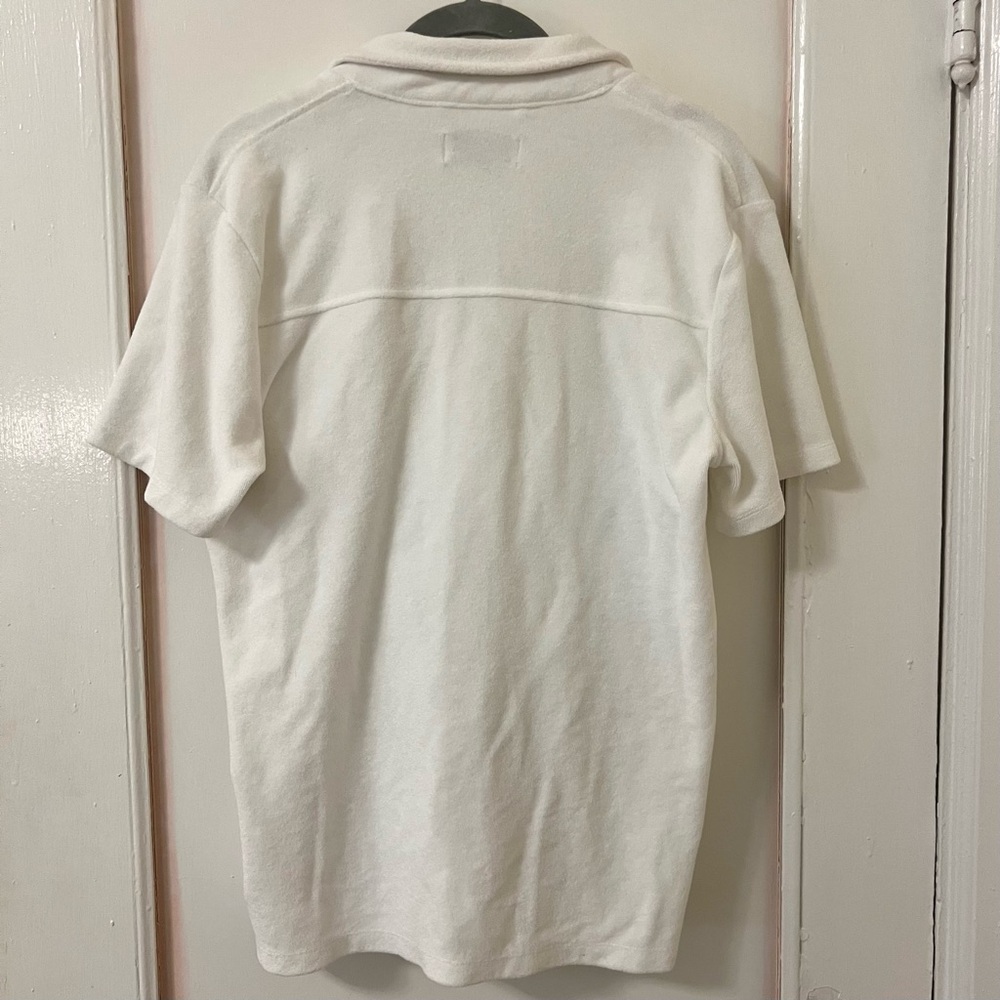 ARITZIA TNA Newcastle terry cloth short sleeve shirt button up v neck blouse top - Picture 3 of 9